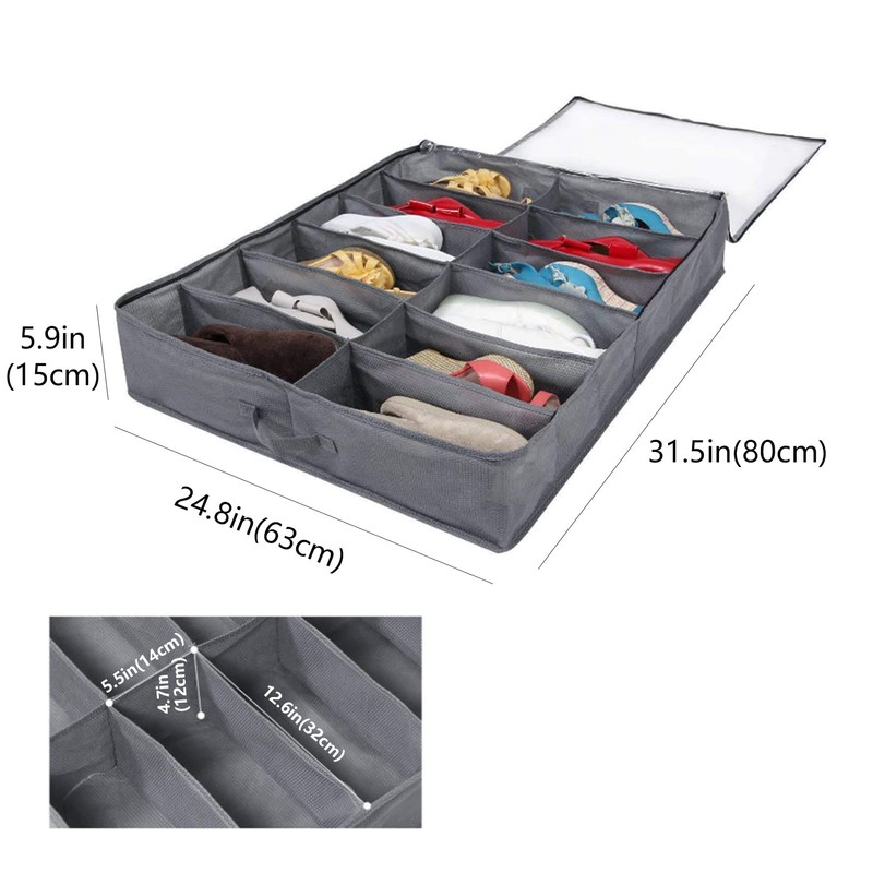 Under Bed Shoe Storage Organizer-Set of 2, Under Bed Shoe