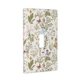 Vintage Flowers Floral Garden Plants Light Switch Cover Decorative Single Toggle 1 Gang Wall Plate Board Wallplates For Kitchen Farmhouse Bedroom Bathroom Art Decor
