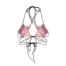 FlyCC Women's Metallic Star Bralette Bra Strappy Wrap Around Crop Top Rave Dance Tops