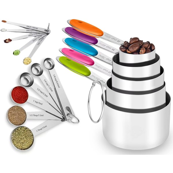 YUNNKEEY Measuring Cups & Spoons Set of 16 - Includes