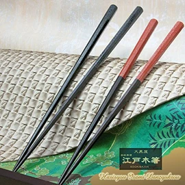 Daikokuya Edogi Chopsticks Octagonal Galaxy Painting (Standard Size) ◆ 1 Pair Medium Size/Vermilion: 8.5 inches (21.5 cm)
