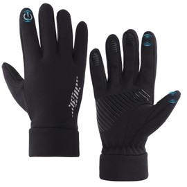 Fjquamitix Warm Winter Gloves for Men and Woman,Touch Screen Waterproof Anti-Slip Gloves,Milk Silk Fabric Thermal Glove for Running Hiking Cycling Driving (Black, XL)