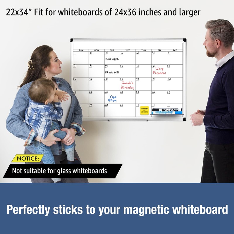 Large Magnetic Dry Erase Calendar for Whiteboard, Monthly Planner for