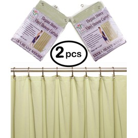 Venice Collections 2-Pack Heavy Duty 100% Water Repellent, 10 Mil, Durable Shower Curtain Liner with Reinforced Header, Rustproof Grommets, & Weighted Magnetic Hem Willow