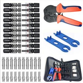 MC4 Crimping Kit MC4 Connector x 10 Pairs Crimping Pliers x 1 x MC4 Spanner x 2 Solar Panel Connector Connector Solar Mounting Consumables Storage Box Included (1)