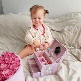 ProCase Children's Jewelry Box, Kids Jewelry Organizer with Unicorn for Little Girls, Jewelry Case Gift for Toddler Age 2 3 4 5 6 7 8 -Swan