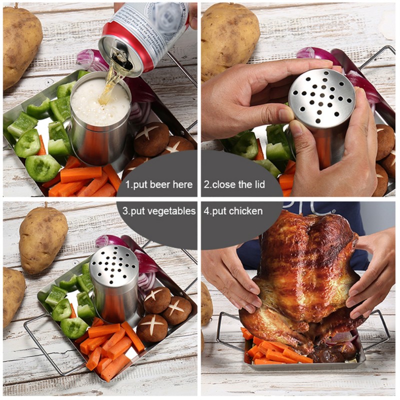 Beer Chicken Roaster Stand Stainless Steel Chicken Holder Barbecue Rack