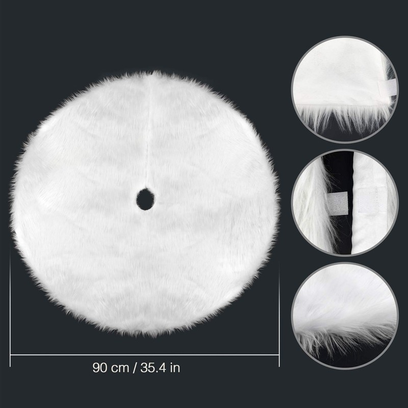 NTMY Christmas Tree Skirts, 36 Inch Faux Fur White Tree