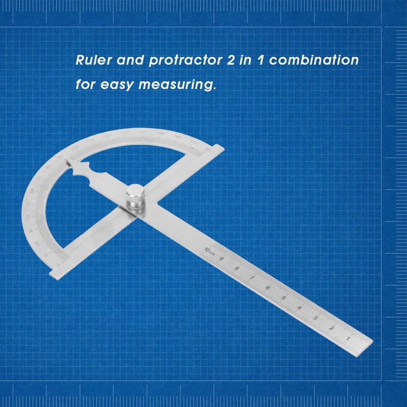 CYSFETENA 0-180° Stainless Steel Protractor Goniometer Protractor with 15 cm