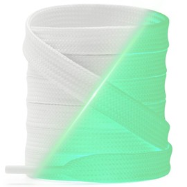 YJRVFINE Flat Luminous Shoe Laces: 2 Pairs 39 Inch White Glow in the Dark Shoelaces for Sneakers