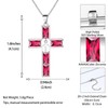 Jewmon Baguette Birthstone Cross Necklace for Women Lab Ruby Pendant
