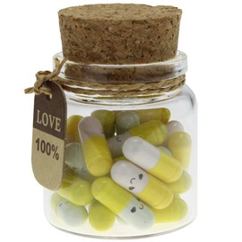 Infmetry Valentines Day Gifts For Her Him Boyfriend Girlfriend Capsule Notes Pills in a Glass Bottle Letter Messages For Couples Men Women(Yellow 25pcs)