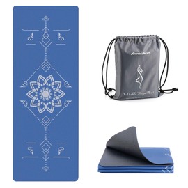 Avoalre Foldable Travel Yoga Mat 1/8” (3mm) Thick, 72"L x 32"W Large Print Pilates Mat with Non-Slip Grip, Suit for Women Home Gym Senior Fitness, Lightweight and Packable Exercise Mat with Carry Bag