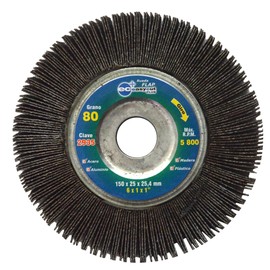 Austromex 2935 Rueda flap con centro metálico de óxido de aluminio, grano 80, de 6 x 1 x 1 pulgadas. 1 pza.