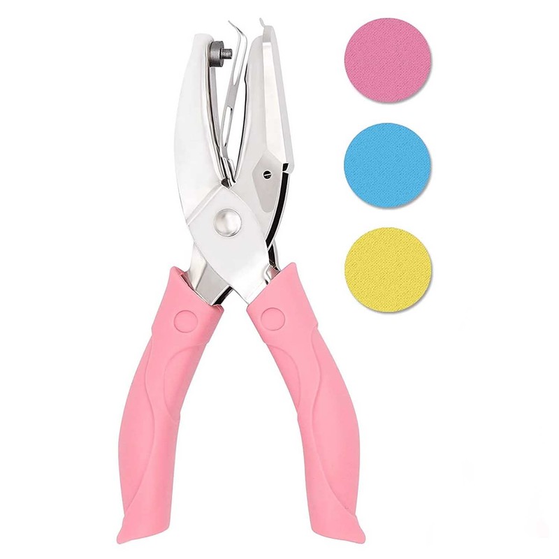 Perforadora de papel de 3 mm con agarre rosa para