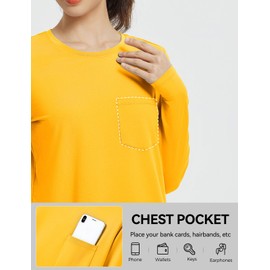 baleaf Women's Long Sleeve Workout Shirts for Women Active Tops Soft Activewear Moisture Wicking Running Clothes Travel Yellow XL