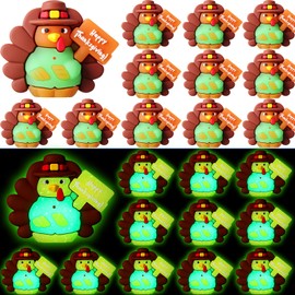 Domensi 30 Pcs Glow in Dark Thanksgiving Mini Turkey Figures Tiny Turkey Figurines to Hide and Seek Luminous Chicken Statue Autumn Figurines for Thanksgiving Party Gifts Favors Decor(Sign)