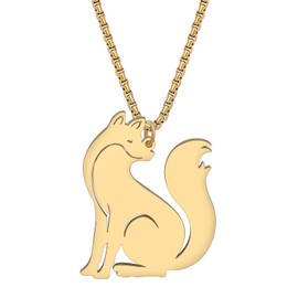RAIDIN Stainless Steel 18K Gold Silver Plated Cute Fox Necklace for Women Girls Kids Animal Pendant Jewelry Gifts for Christmas Fox Lovers (Gold-163)