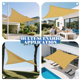 ECOOPTS Sun Shade Sail Rectangle Canopy Cover for Outdoor Patio Pergola Backyard Garden HDPE Fabric 95% UV Blockage (18'x17'10", Sand)