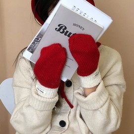 Warm Wool All-Match Christmas Mittens for Autumn & Winter (lf1587) Free Size/30x10cm-U401PK Black 4ea