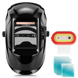 Welding Helmet Auto Darkening with Clip-On Flashlight and 10 Replacement Lens, 4"X4" Screen True Color View Welding Mask, 4 Arc Sensors, 2.8/5-9/9-13 Shade for TIG MIG