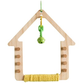 Moruna インコ おもちゃ 鈴 文鳥 グッズ オカメインコ セキセイインコ ブランコ 屋外 インコ とまり木 鳥 おもちゃ 木制 (ハウス)