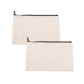 Rumyve2 pcs Blank Canvas Zipper Bag, Multi-Purpose Pure Canvas Pencil Case Painting, Blank DIY Craft Bag for Travel Craft School Toy Bag Makeup Bag