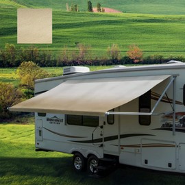RV Awning Fabric Replacement 8'x 17'1", Universal Weatherproof Vinyl Canopy Shade for Camper Trailor,Motorhome Outdoor - Camel Fade