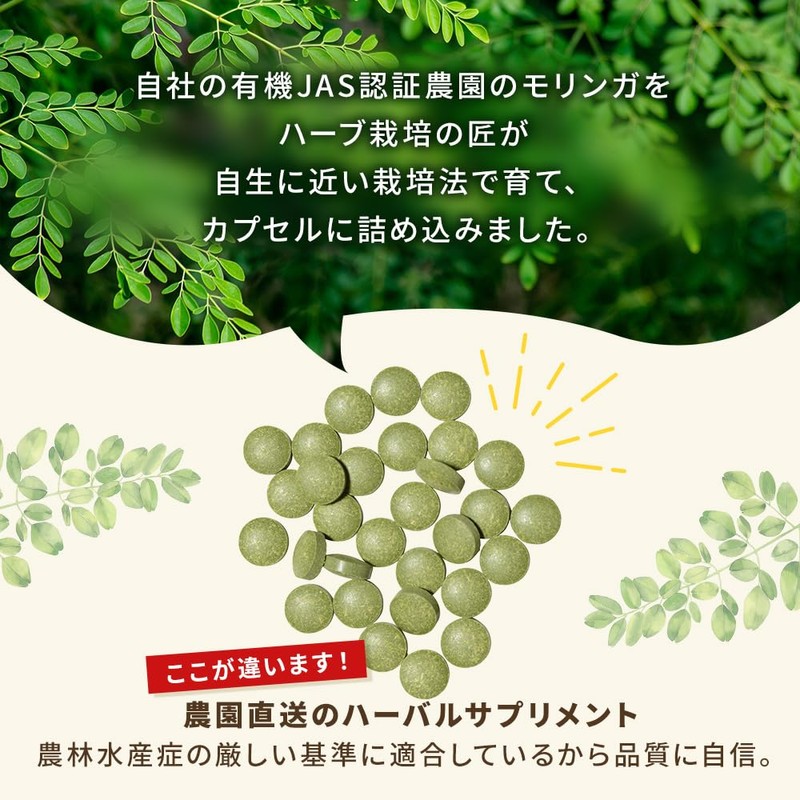 国産モリンガ 有機栽培原料 60粒 タブレット【２袋セット】※約2か月分