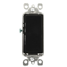 Leviton 5603-2E 15 Amp, 120/277V, Decora Rocker 3-Way AC Quiet Switch, Residential Grade, Grounding, 10 Pack, Black