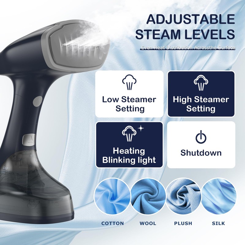 BEAUTURAL Handheld Garment Steamer for Clothes, Handheld steamer with Foldable