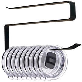 Tumbler Lid Organizers, Tumbler Lid Storage Hook Up to 10 Lids, No Adhesive No Drill Cup Lid Holders Under Cabinet for Kitchen Organizer & Storage, Space-Saving Horizontal Paper Towel Hanger (Black)