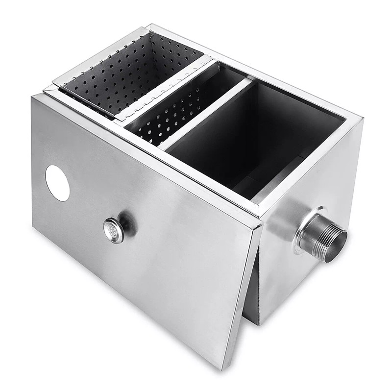 dtangor Commercial Grease Trap 8LB Stainless Steel Interceptor Restaurant Kitchen