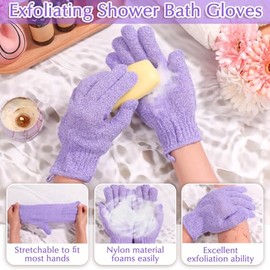Anezus Que Obtendrás Paquete Viene Exfoliante Corporal Baño Par Guantes Color Morado Accesorios Perfectos Mujeres Hombres