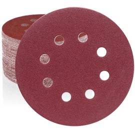 HWXINIE Sanding Discs, 4.9 inches (125 mm), #240, 8 Holes, Round Shape, Magic Type, Sandpaper for Electric Sanders, Headlight Polishing, Woodworking DIY Work (50 Pieces)
