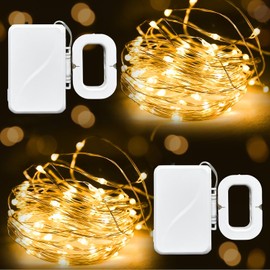 pozzolanas 2 Pack Mini Battery Powered Copper Wire Starry Fairy Lights, Led Fairy Lights Battery Operated for Christmas, Parties, Wedding, Centerpiece, Bedroom Decoration - Warm White