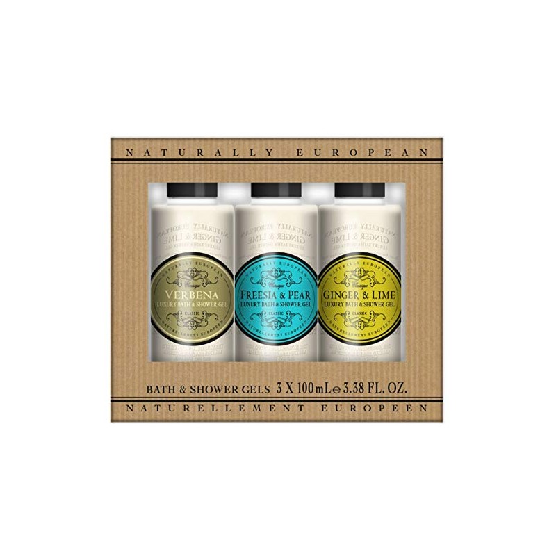 Naturally European Luxury Mini Shower Gel Collection - Verbena, Freesia