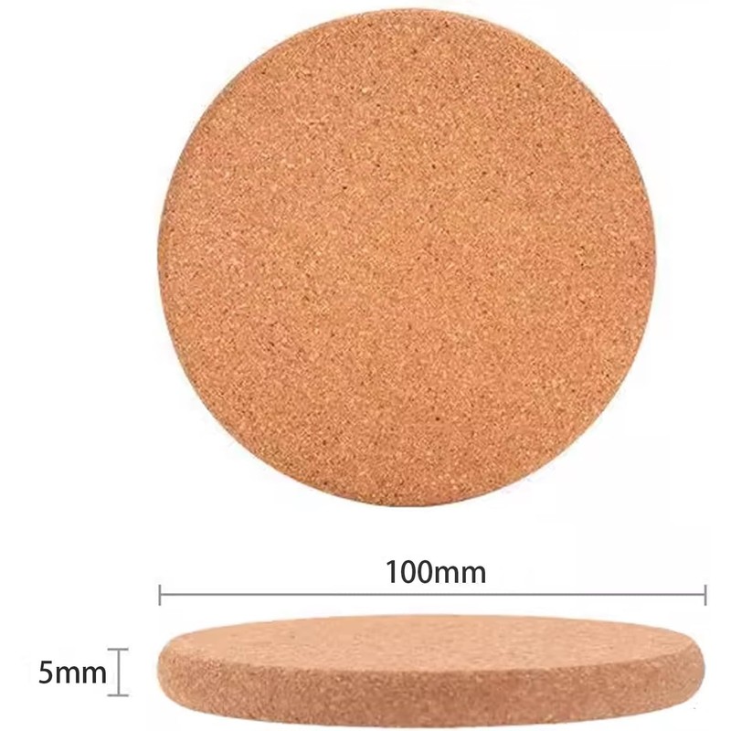 10pcs Round Heat Insulation Cork Coasters,Drink Placemat Plain,Coffee Tea Cup