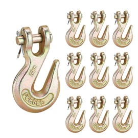 10 Pack Clevis Grab Hooks 5/16 Chain Hook Heavy Duty, G70 Clevis Slip Hook with Safety Latch, Chain Grab Hook Grade 70 Forged Steel Chain Hook Safety Latch for Trailer Truck Transport