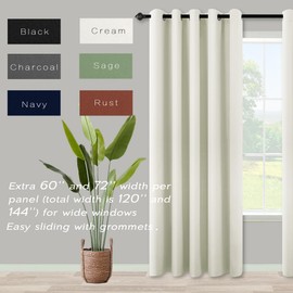 KOUFALL 60 Inch Wide Room Divider Curtains 2 Panel Set Split Privacy Sound Proof Boho Room Curtains for Sliding Glass Patio Doors,Cream Beige White,Total Width 120 x 84 Inch Long