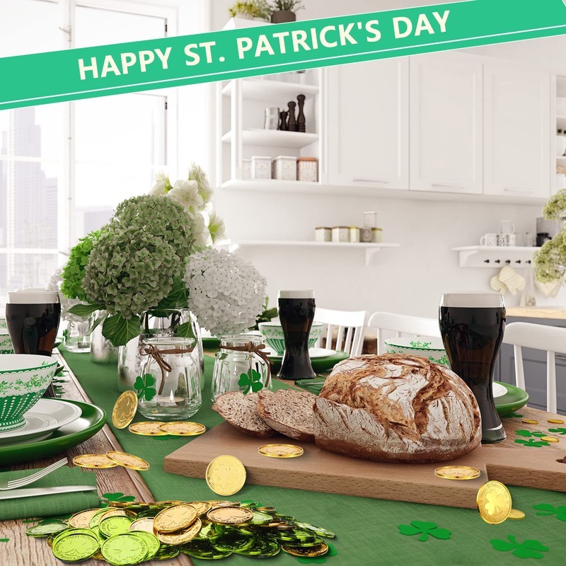 Civaner 100 Pieces St. Patrick's Day Shamrock Coins Plastic Coins