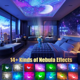 Astronaut Galaxy Star Moon Nebula Projector for Bedroom, 360° Adjustable LED Night Light with Timer and Remote Control, Kids Room Decor with Moon and Green Lights, Gifts for Christmas, Birthdays