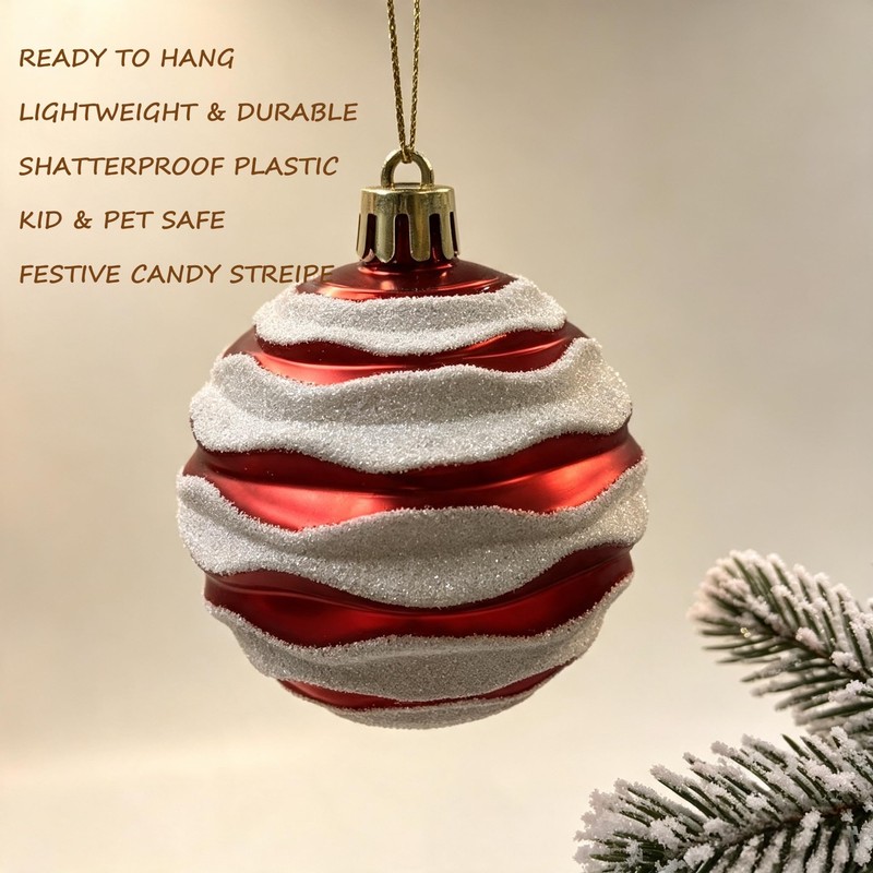 HipTree Shatterproof Red Green White Christmas Ornaments Tree Decorations