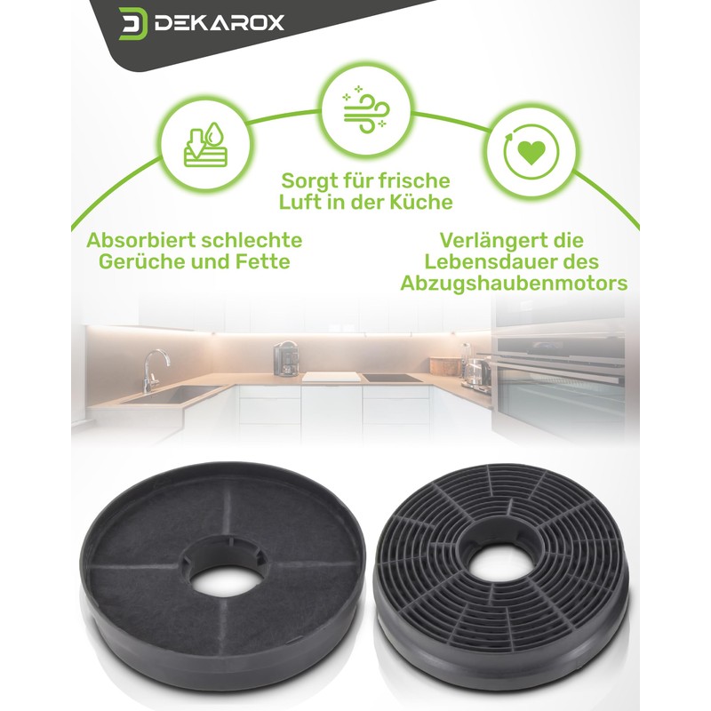 DEKAROX 2 x Activated Carbon Filter 105 mm Diameter for