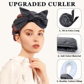 Gwabee- Diadema Rizadora de Pelo sin Calor para Uso Nocturno, Cinta Suave para Rizos de 70" para Cabello Largo - 9 Unidades