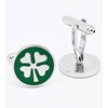 Jonwo Round Four Leaf Clover Pattern Cufflinks for Men Lady