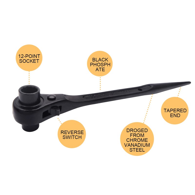 SEIWEI 3-in-1 Scaffolding Ratchet Wrench CV Steel Scaffolding Ratchet Lever,