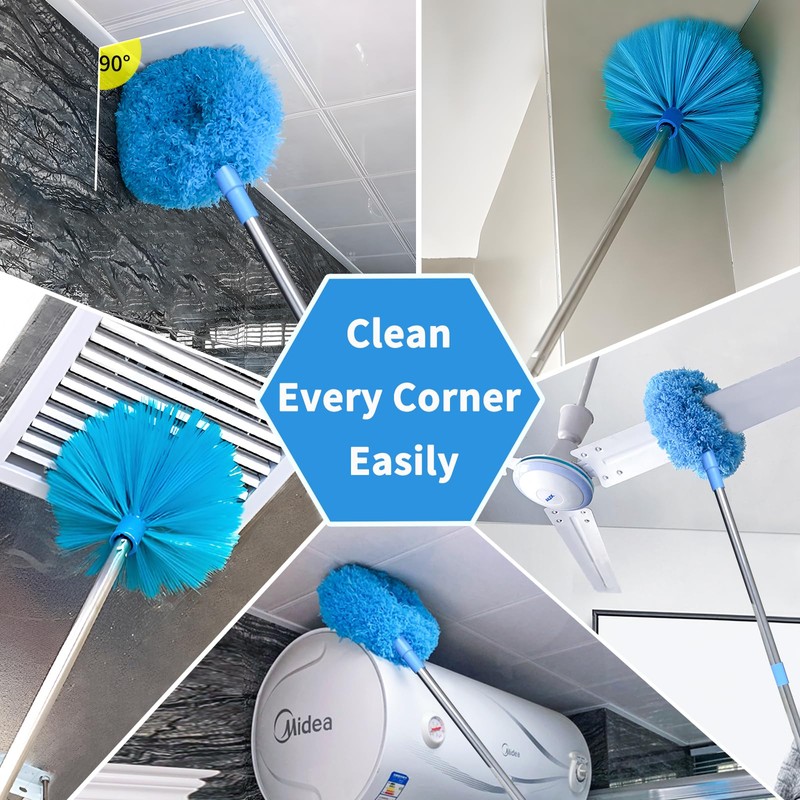 Ceiling Fan Cleaner Duster & Cobweb Duster with Extension Pole