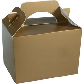 Childrens/Kids Party Food Meal Boxes - Plain Colours - Gift Bag Box - 100% Recyclable/Biodegradable (5, Gold)