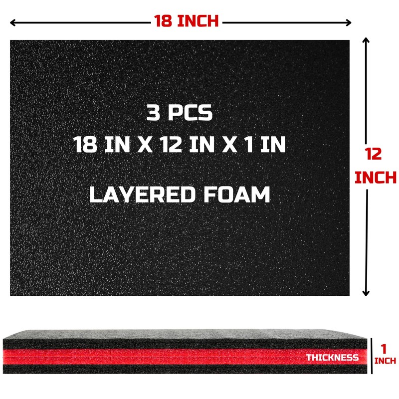 ONREVA Tool Box Foam, 3Pack 18x12x1 inch, Foam Inserts for